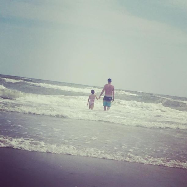 Heading out to ride the waves. #together #beachtime #daddyandme #myohmia