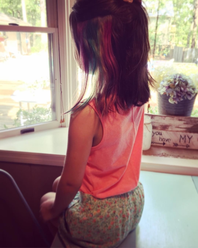 Spending some one on one time with our sweet Jewel today. #mermaidhair #littledreamer #whatalittlejewel