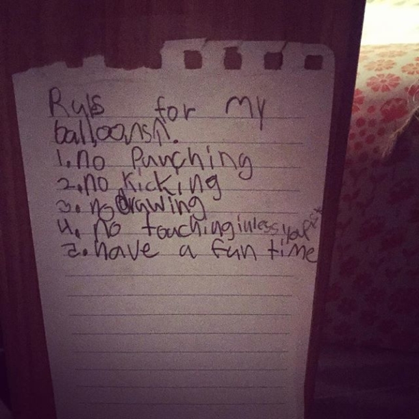 Jewel got a bunch of balloons for her birthday. Here are the rules for them. 😂 #haveafuntime #whatalittlejewel