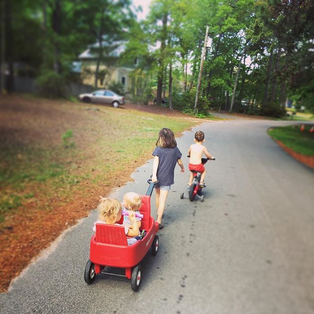 The kids are taking me for a walk. #sunnydays🌞 #keepupwithus