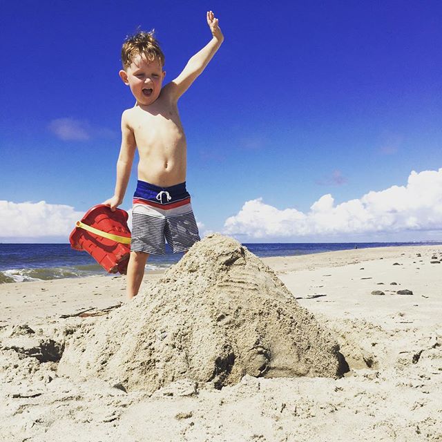Hanging on to summer. #sandcastle #cutestboy #peaceatthebeach