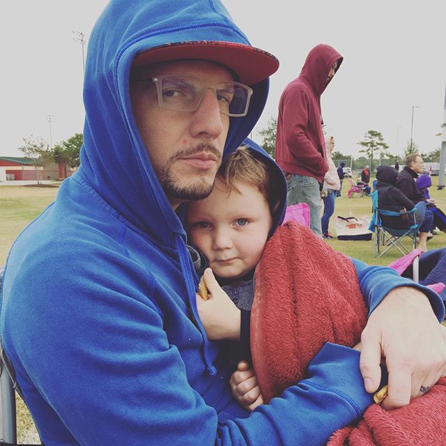 So cold and cuddly at soccer today. #liljoman #gomiago