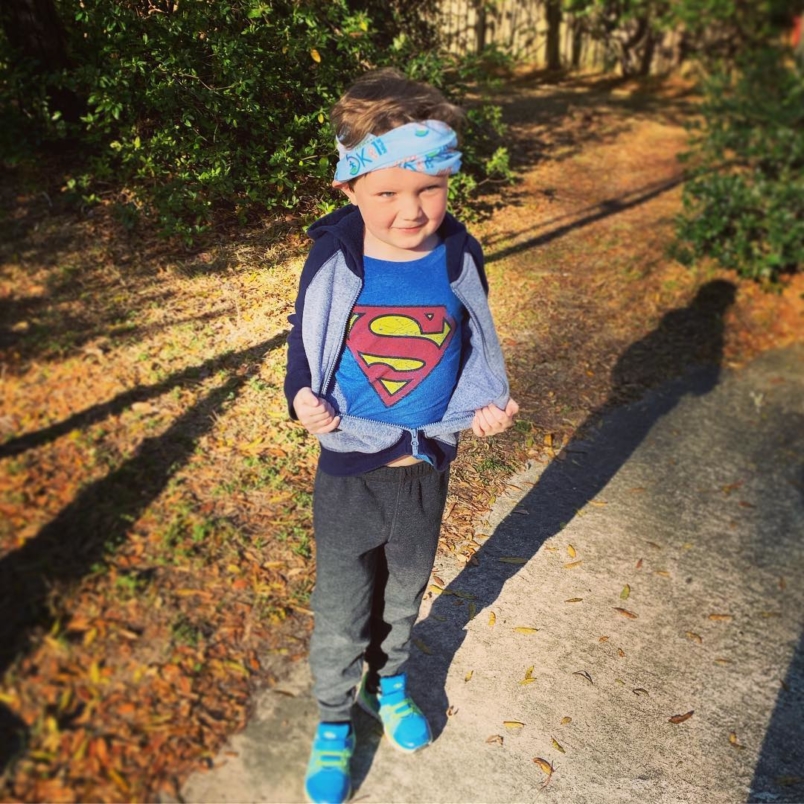 This superhero ran a mile today! Thanks, Uncle Jack-Jack for asking him to race with you. #liljoman #superman