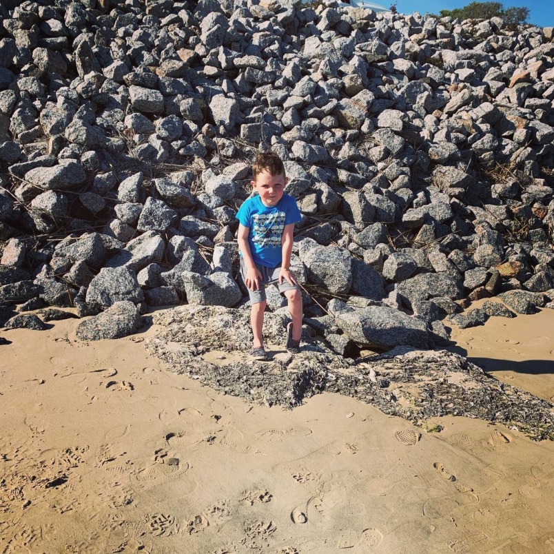 Hanging with this cute kid. #liljoman #rockclimbing #capefearriver